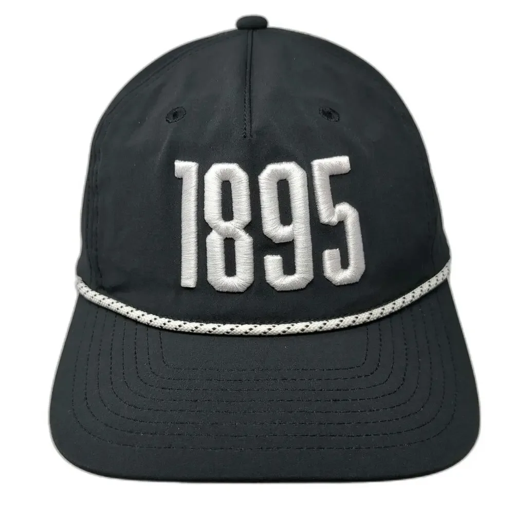 Swannies Golf 5 Panel Black Hat One Size 1895 Rope Performance Snapback Cap